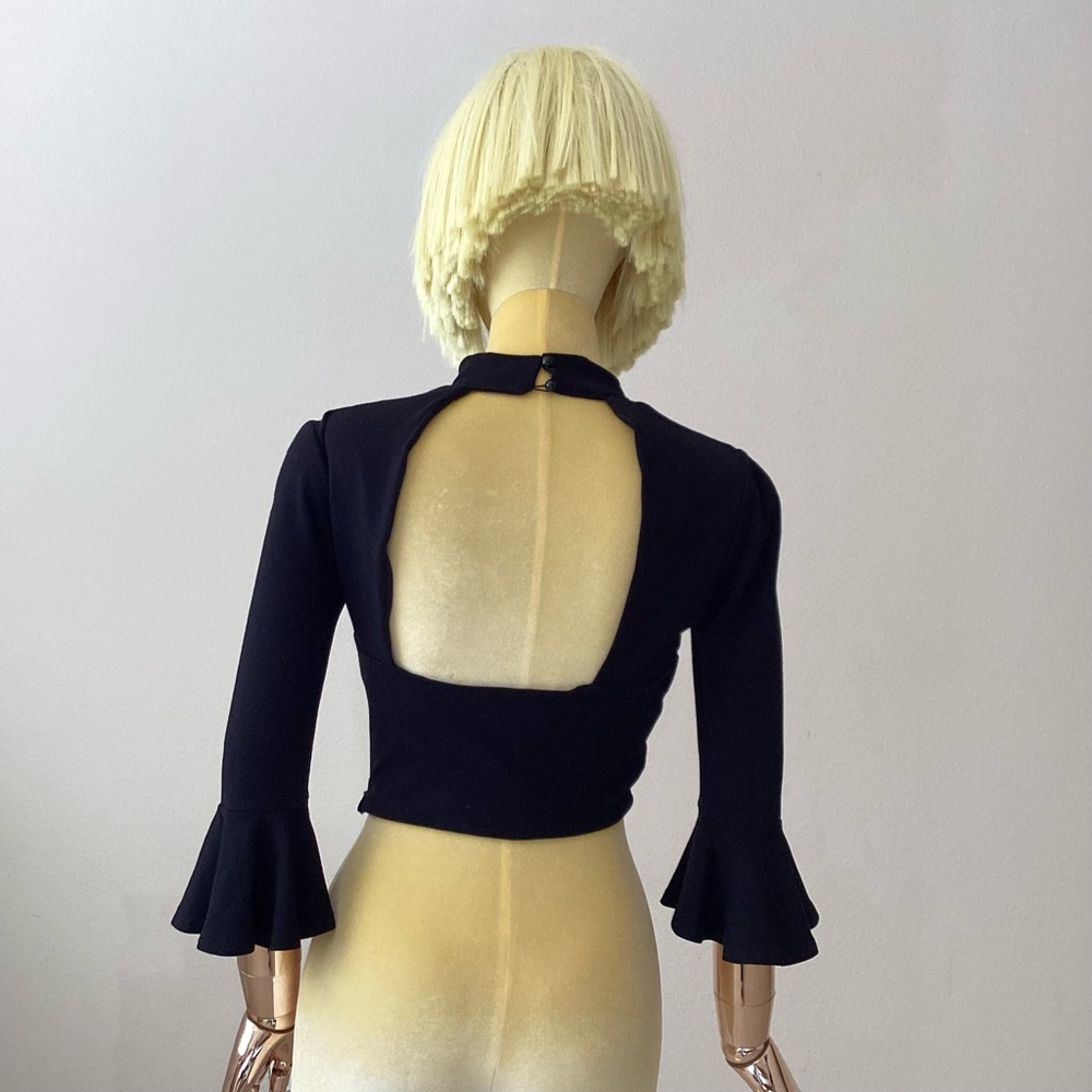 Nasty Gal Black Open Back Crop Top SZ XS - Picture 3 of 4